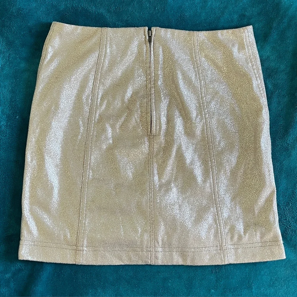 Free People Metallic Rose Gold Suede Mini Skirt - Picture 7 of 15